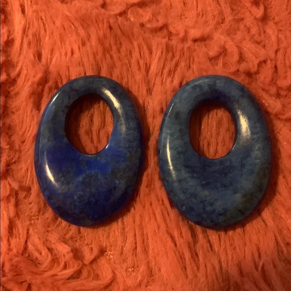 Vintage blue Lapis Oval Earring Charm